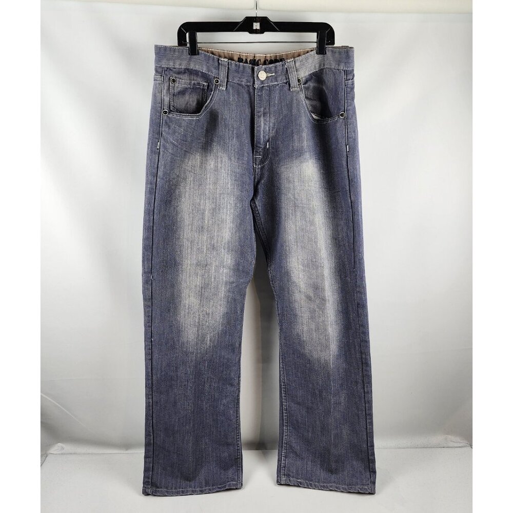 Basic Code Jeans Mens 38x32 Vintage Y2K Baggy Wide Leg Skater Blue Gray